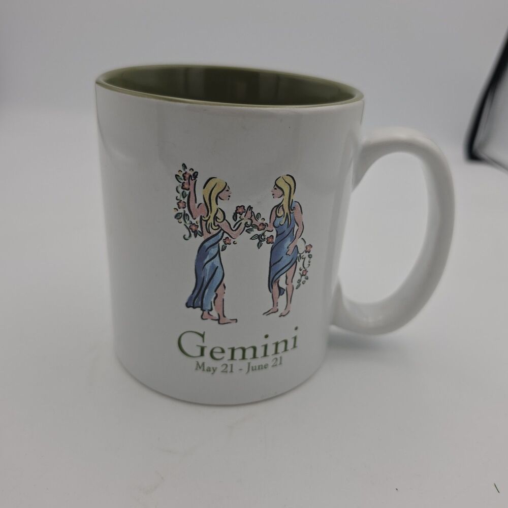 Hausenware Gemini Zodiac Coffee Mug Green Interior May 21–June 21 Astrology Cup
